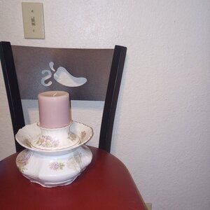 Antique china, bone china candle holder separates into three sections
